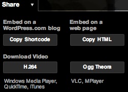 VideoPress share menu