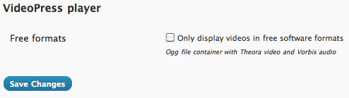 VideoPress WordPress plugin Freedom blog-level setting